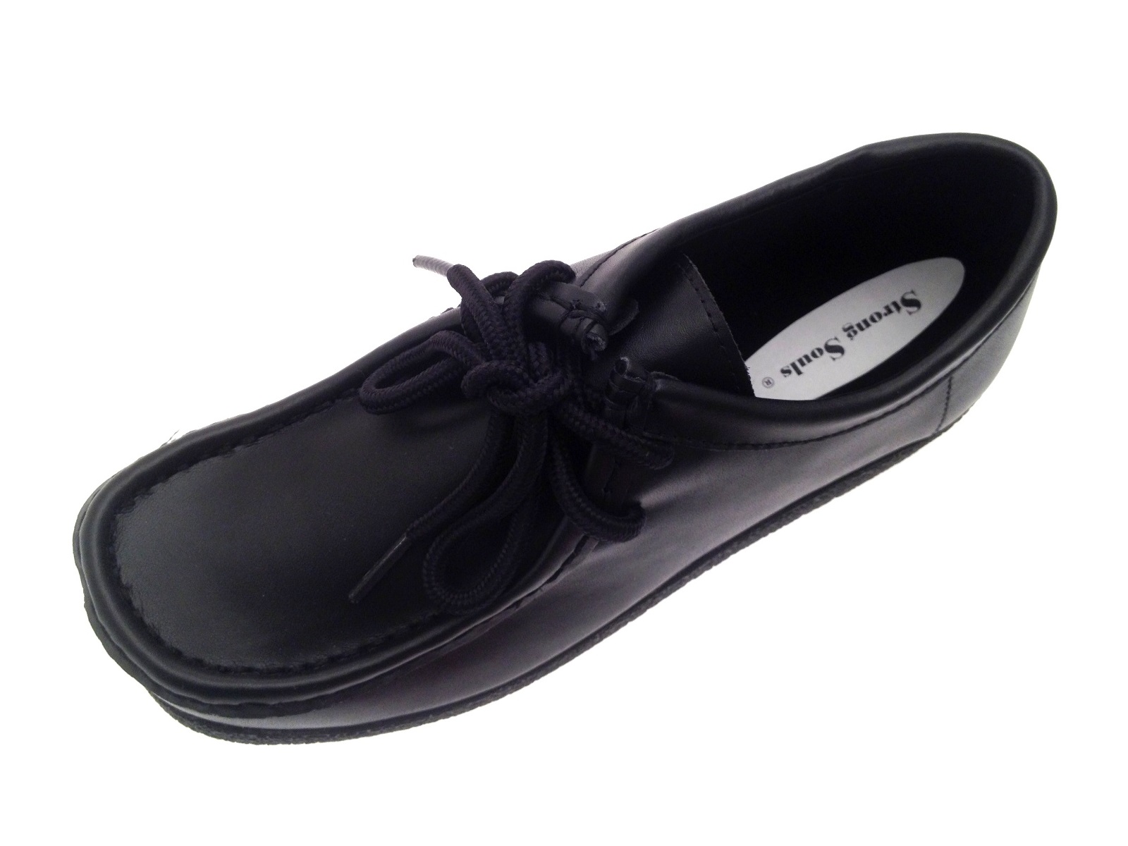 Girls Black Leather School Shoes Womens Lace Up Work Loafers Moccasins
